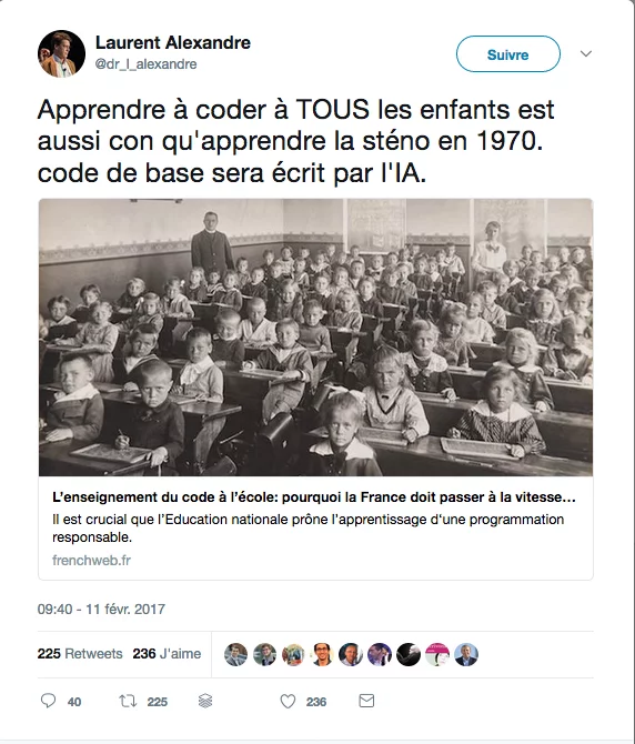 L'enseignement du code à l'école